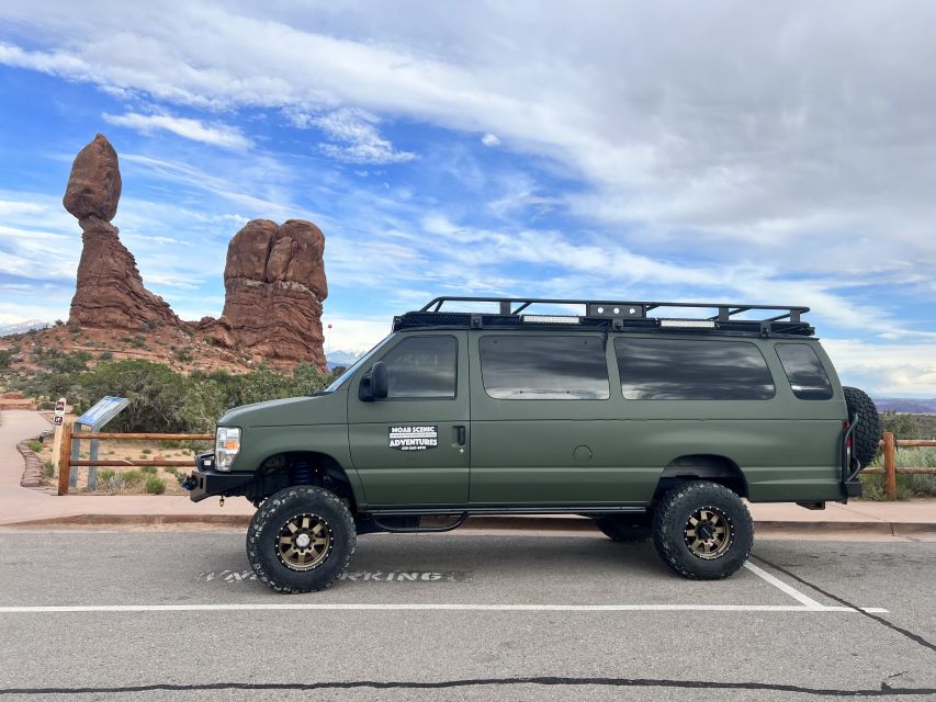 Arches National Park: Sunset Pavement Van Tour - Balanced Rock, Courthouse Towers, North & South Windows: The Must-See Sequence