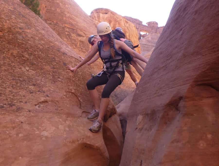 From Moab: Rock of Ages Moderate Rappelling Obstacle Course - Chimney Arch and Pool Arch: the views that make the ropes feel worth it