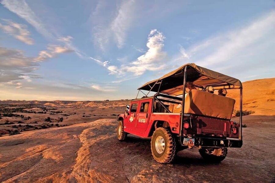Moab: Hell's Revenge Hummer Safari Adventure - Narrow rock canyons and steep sandstone hills: why the Hummer matters